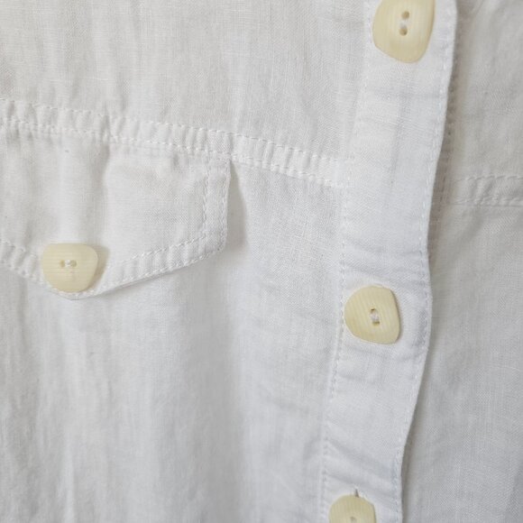 Kalkanci White Linen Button-Up Shirt w/Waist Pockets - Picture 5 of 7